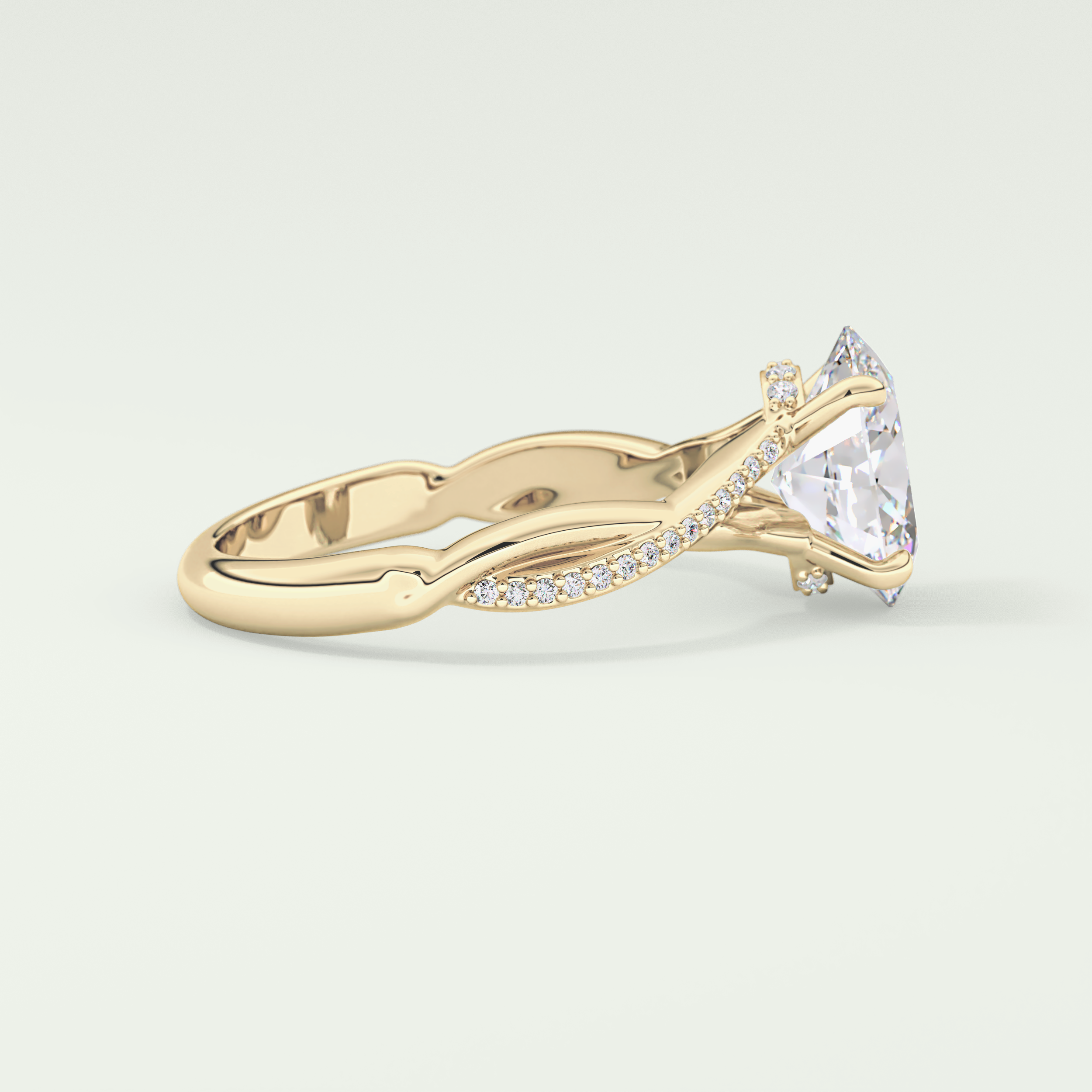 2.0 CT Oval Cut Twisted Shank Lab Grown Diamond Engagement Ring
