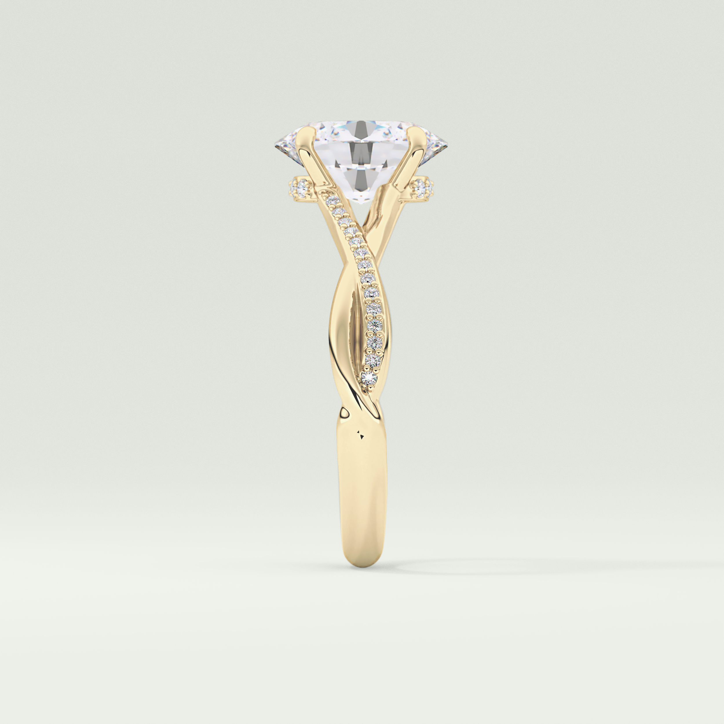2.0 CT Oval Cut Twisted Shank Lab Grown Diamond Engagement Ring