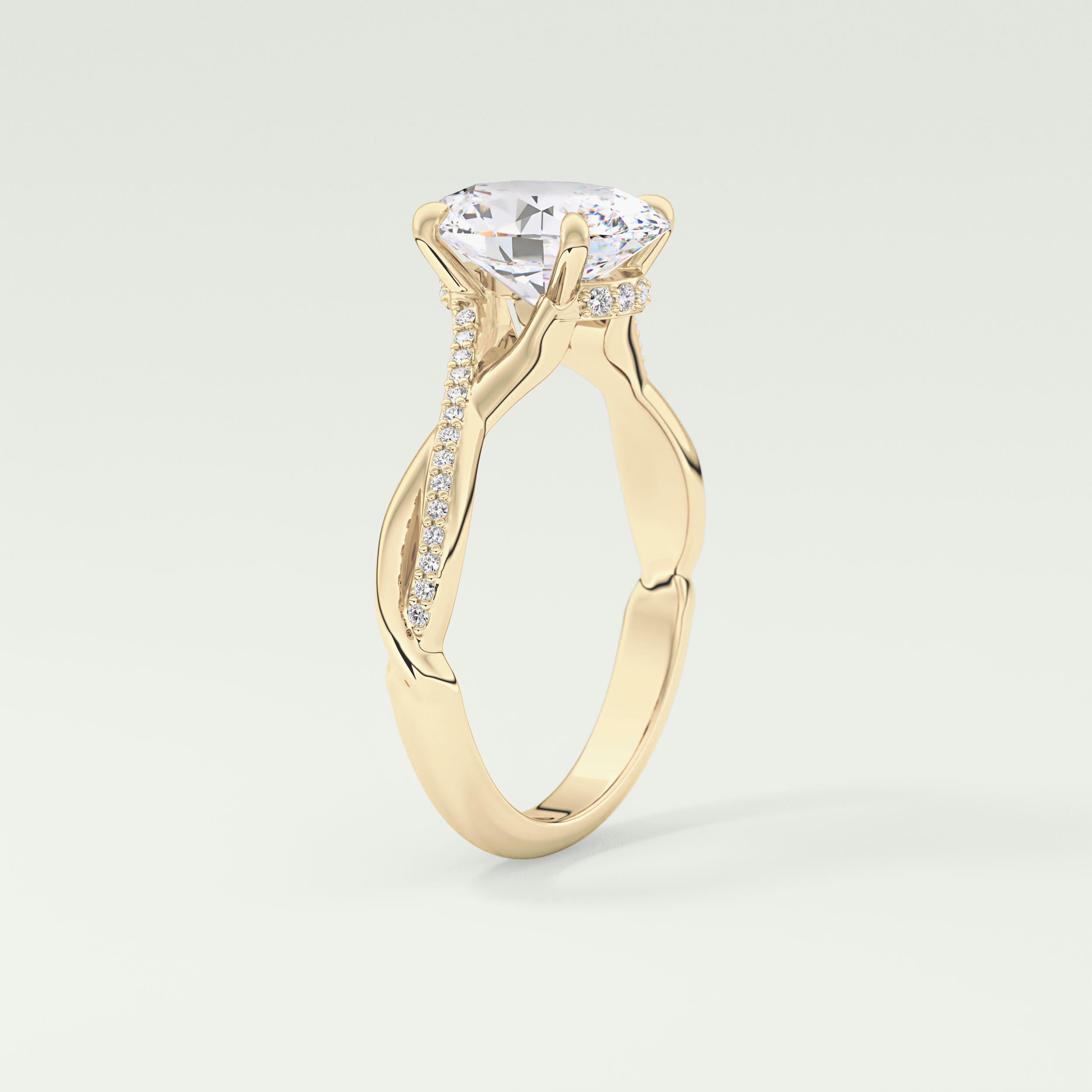 2.0 CT Oval Cut Twisted Shank Lab Grown Diamond Engagement Ring