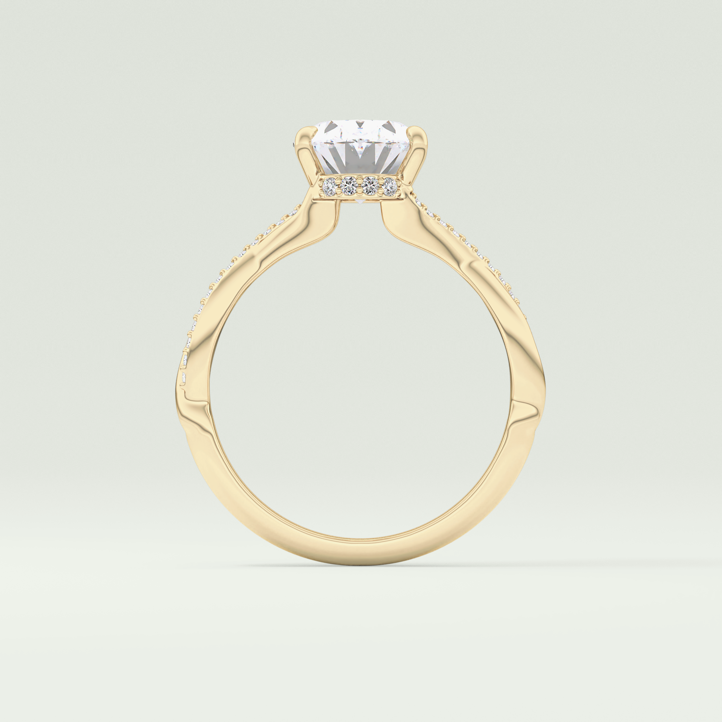 2.0 CT Oval Cut Twisted Shank Lab Grown Diamond Engagement Ring