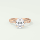 2.0 CT Oval Cut Twisted Shank Lab Grown Diamond Engagement Ring