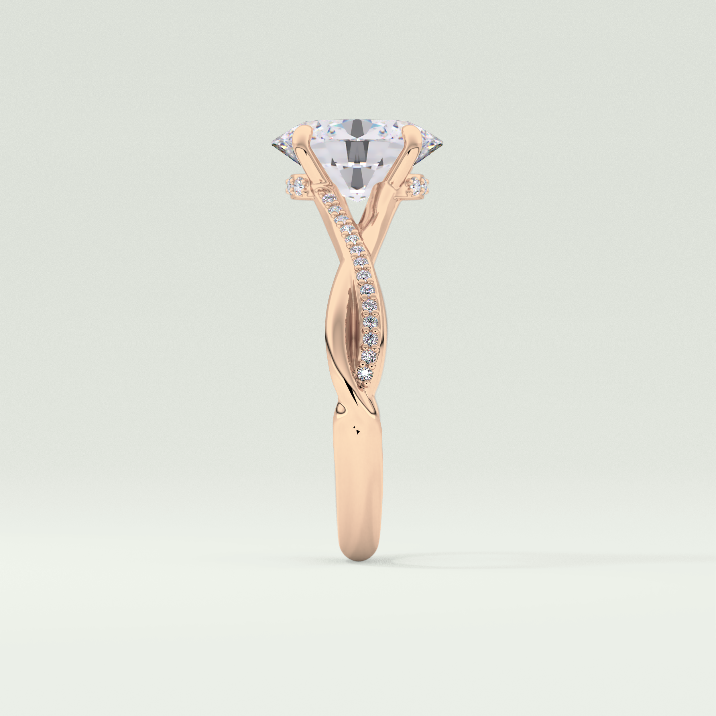 2.0 CT Oval Cut Twisted Shank Lab Grown Diamond Engagement Ring