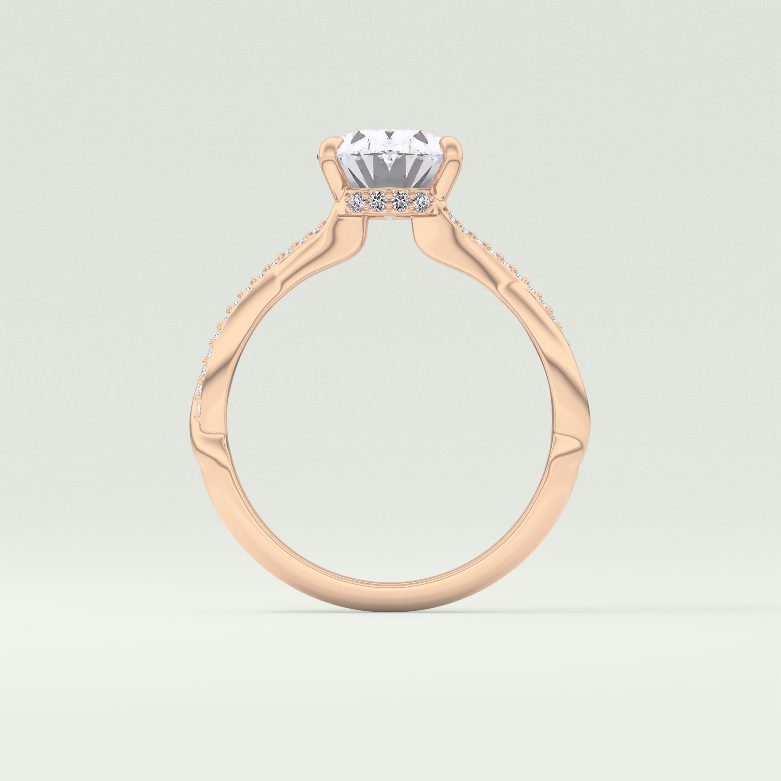 2.0 CT Oval Cut Twisted Shank Lab Grown Diamond Engagement Ring