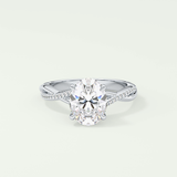 2.0 CT Oval Cut Twisted Shank Lab Grown Diamond Engagement Ring
