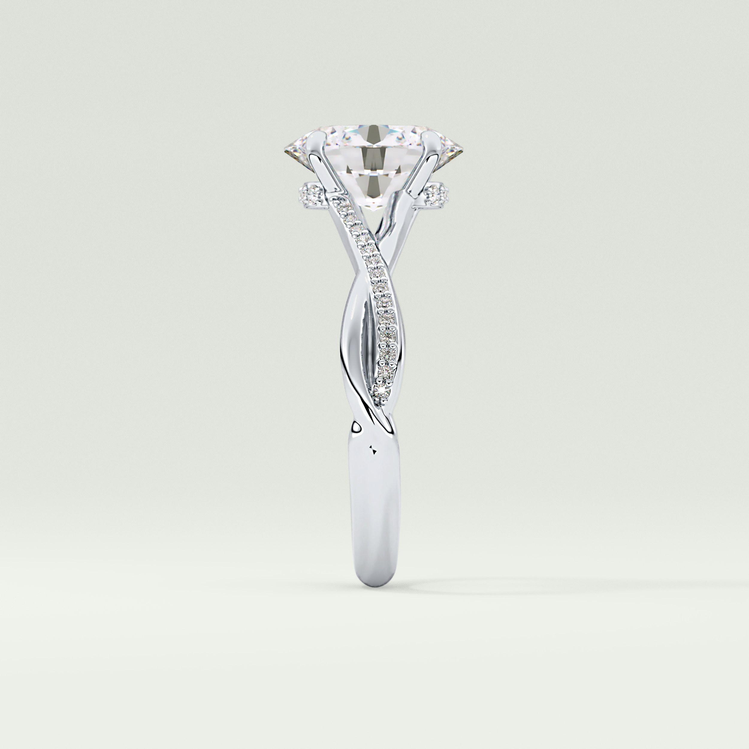 2.0 CT Oval Cut Twisted Shank Lab Grown Diamond Engagement Ring