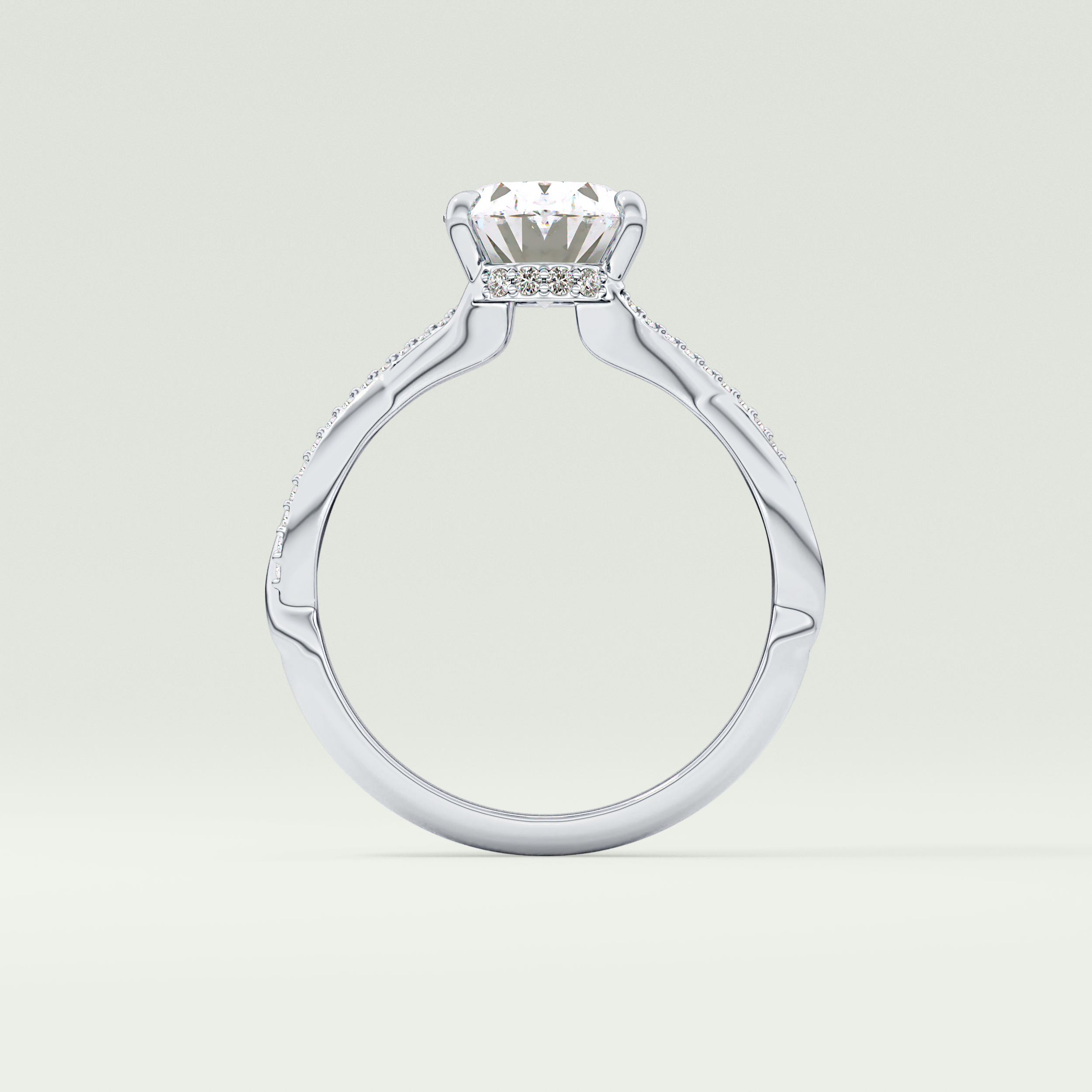 2.0 CT Oval Cut Twisted Shank Lab Grown Diamond Engagement Ring