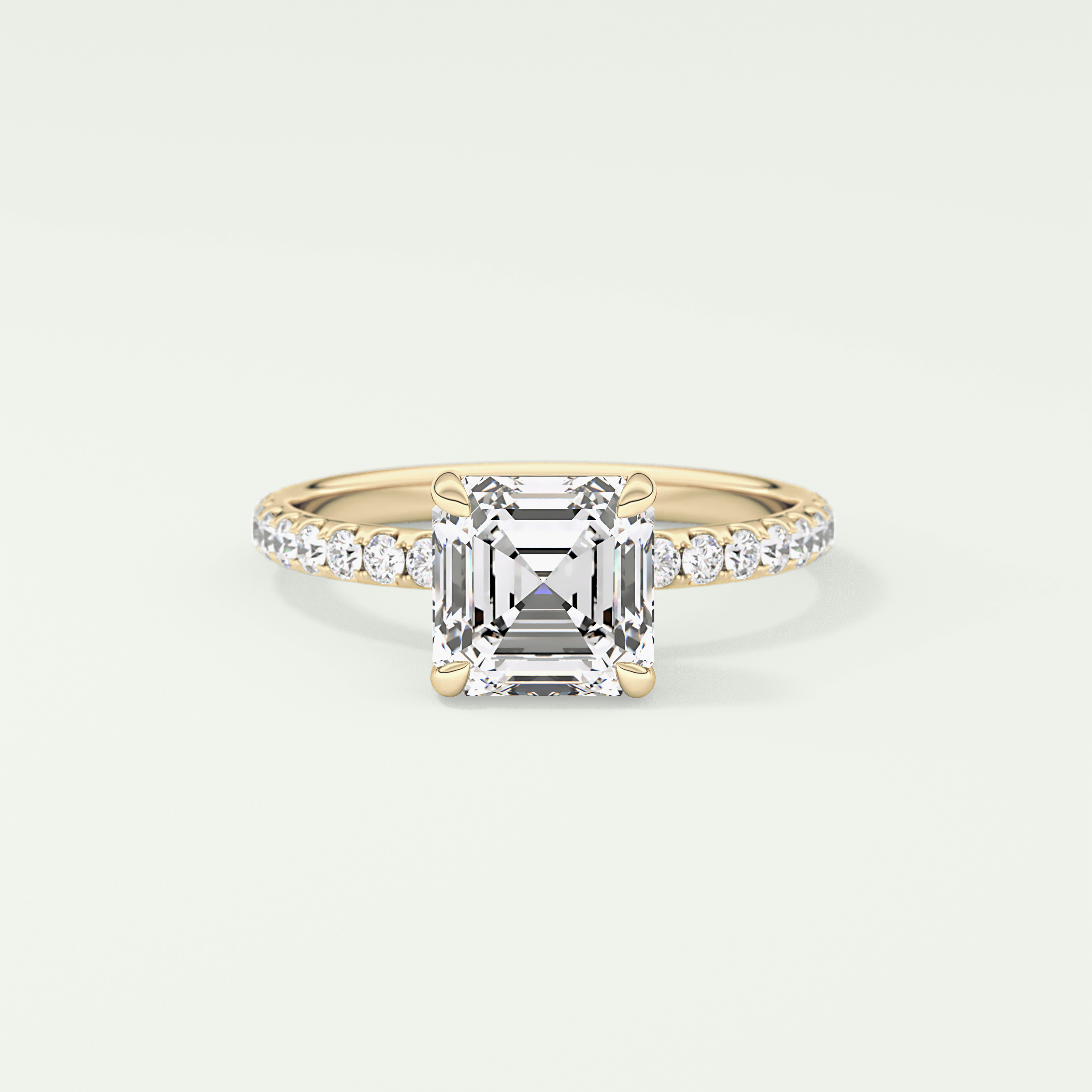 2.0 CT Asscher Cut Pave Style Lab Grown Diamond Engagement Ring