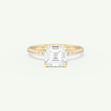 2.0 CT Asscher Cut Pave Lab-Grown Diamond Engagement Ring