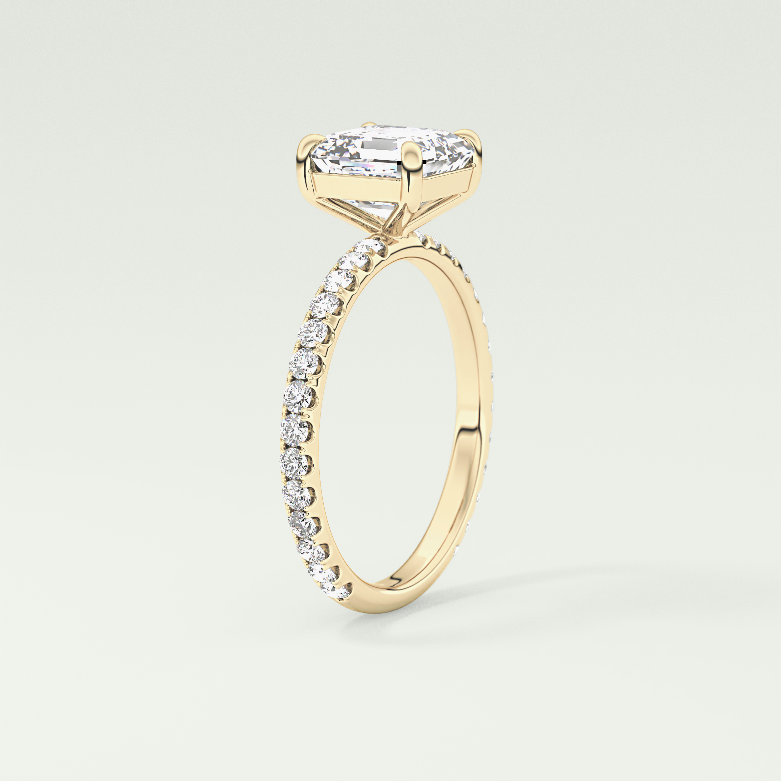2.0 CT Asscher Cut Pave Style Lab Grown Diamond Engagement Ring