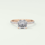 2.0 CT Asscher Cut Pave Style Lab Grown Diamond Engagement Ring