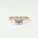 2.0 CT Asscher Cut Pave Style Lab Grown Diamond Engagement Ring