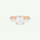2.0 CT Asscher Cut Pave Lab-Grown Diamond Engagement Ring