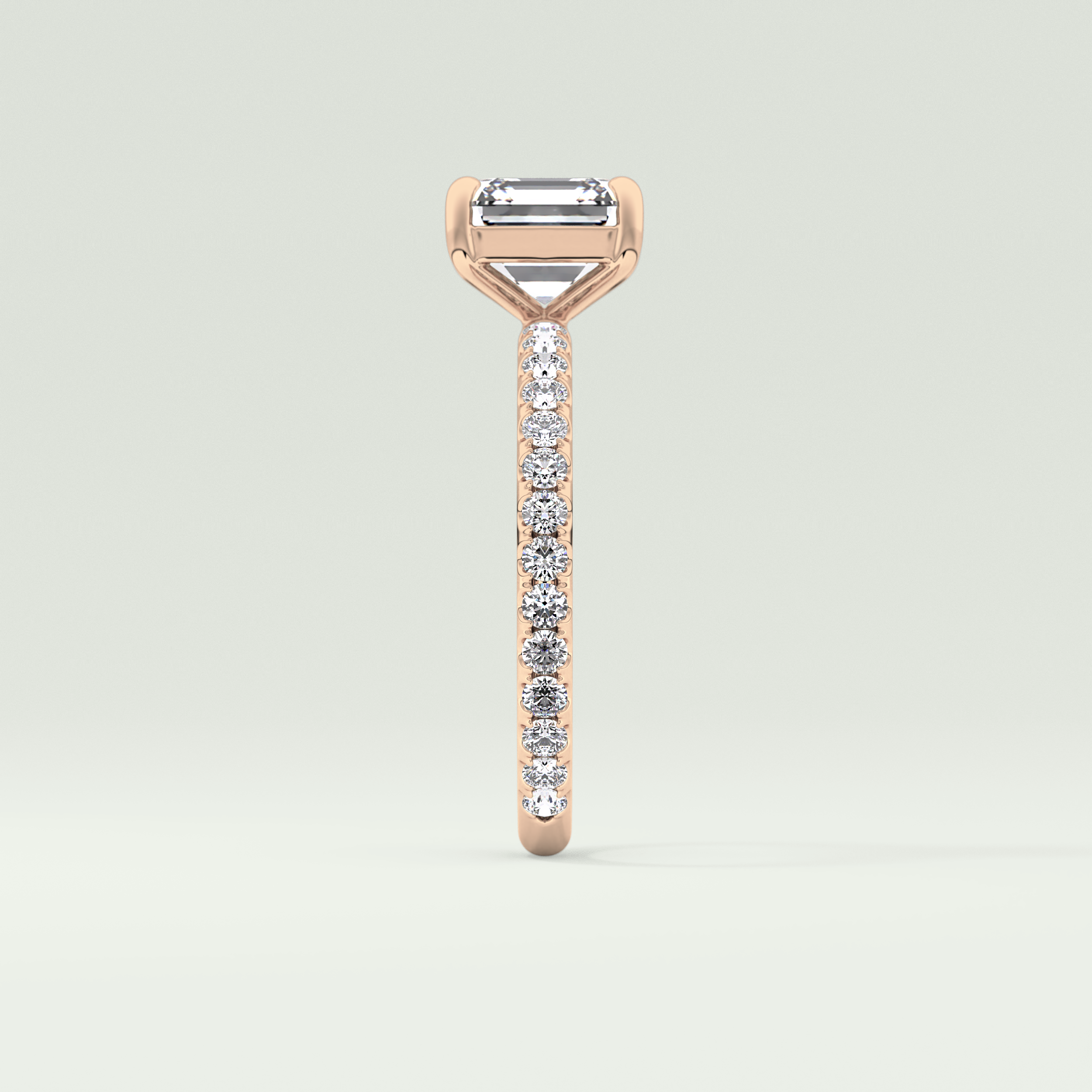 2.0 CT Asscher Cut Pave Style Lab Grown Diamond Engagement Ring