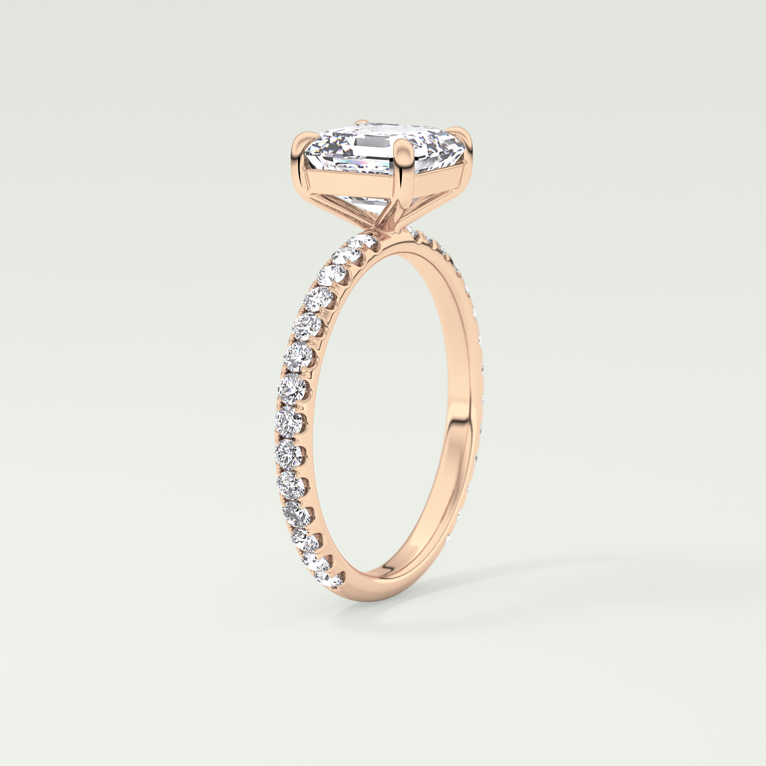 2.0 CT Asscher Cut Pave Style Lab Grown Diamond Engagement Ring