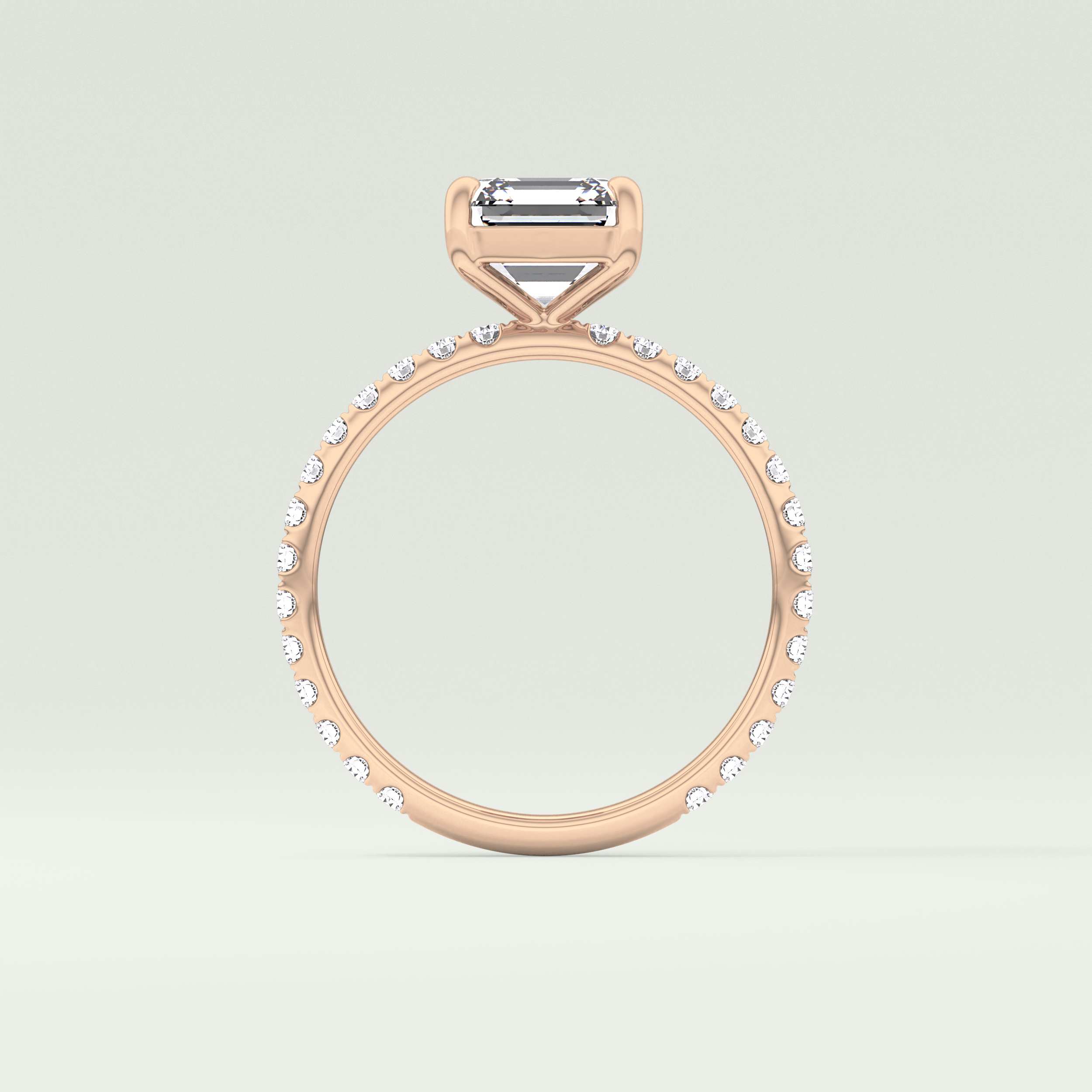 2.0 CT Asscher Cut Pave Style Lab Grown Diamond Engagement Ring