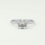 2.0 CT Asscher Cut Pave Style Lab Grown Diamond Engagement Ring