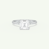 2.0 CT Asscher Cut Pave Lab-Grown Diamond Engagement Ring
