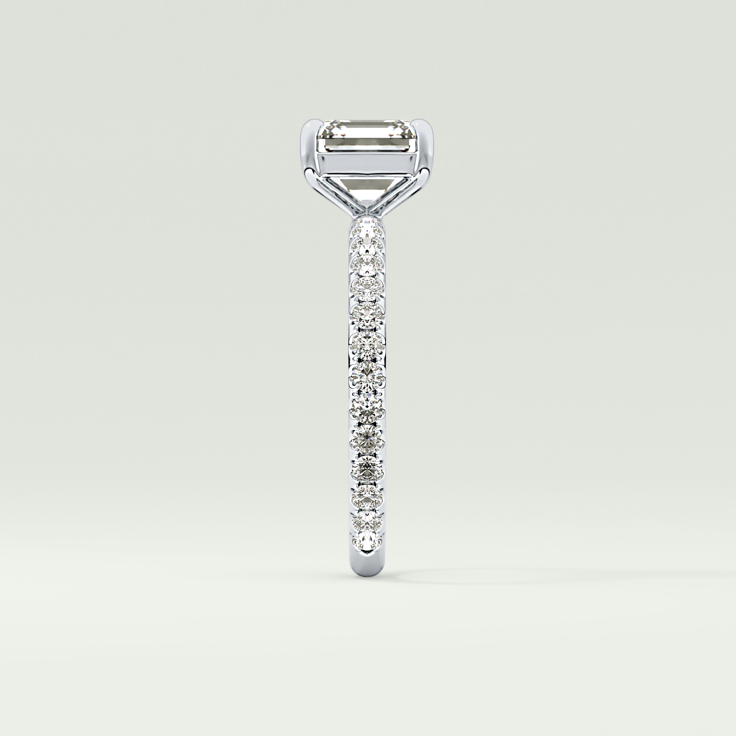 2.0 CT Asscher Cut Pave Style Lab Grown Diamond Engagement Ring