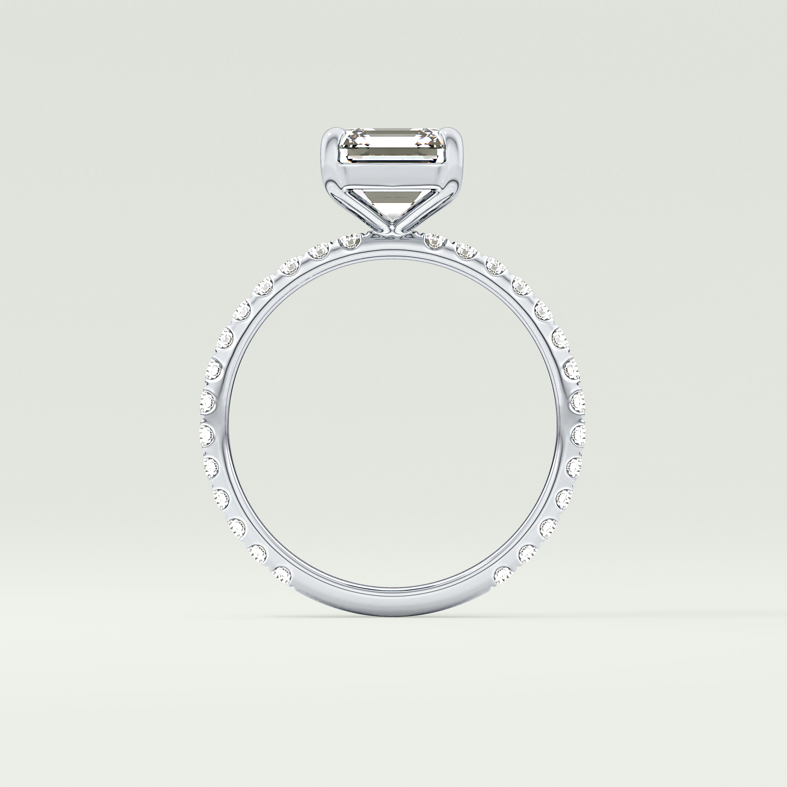 2.0 CT Asscher Cut Pave Style Lab Grown Diamond Engagement Ring