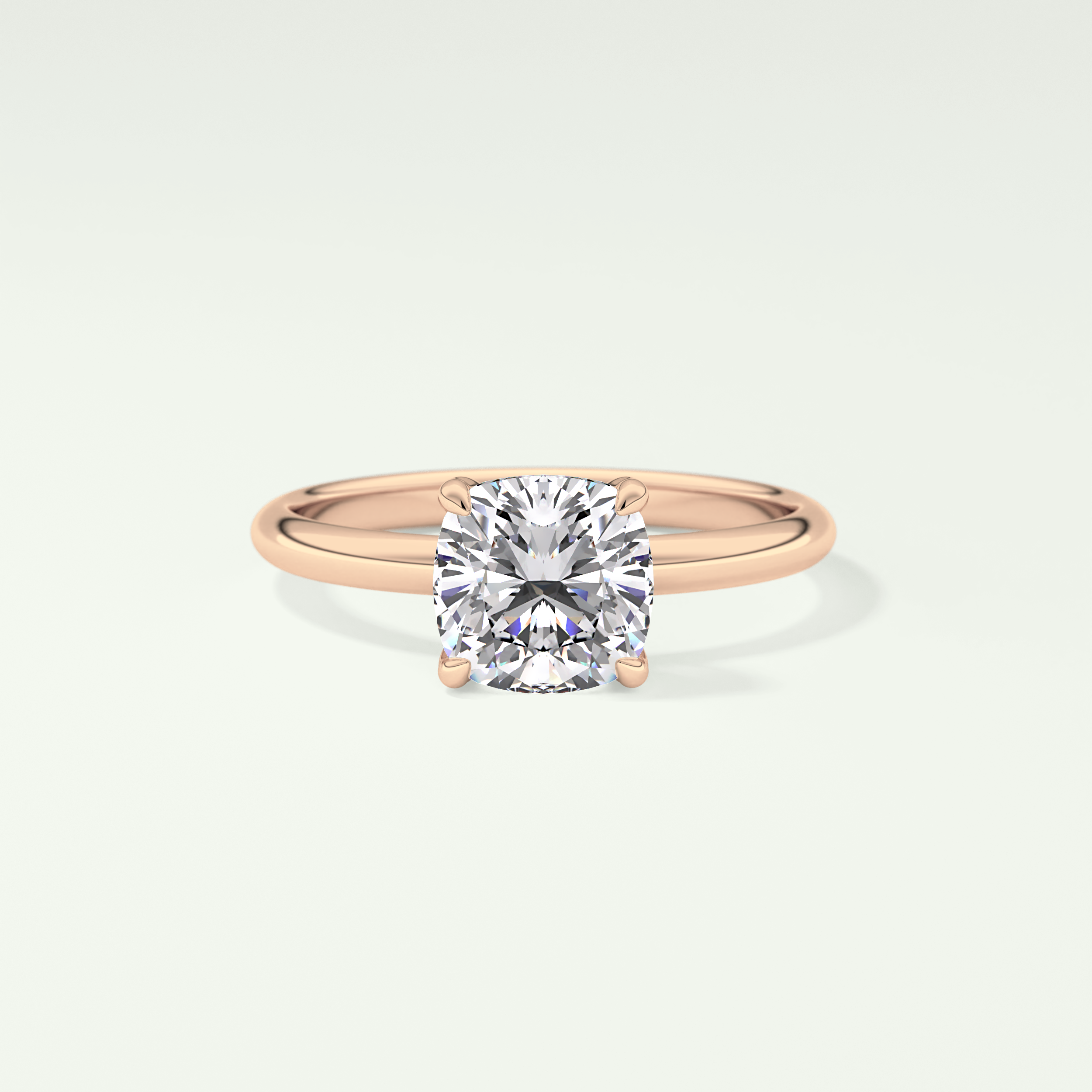2.0 CT Cushion Cut Solitaire Lab Grown Diamond Engagement Ring