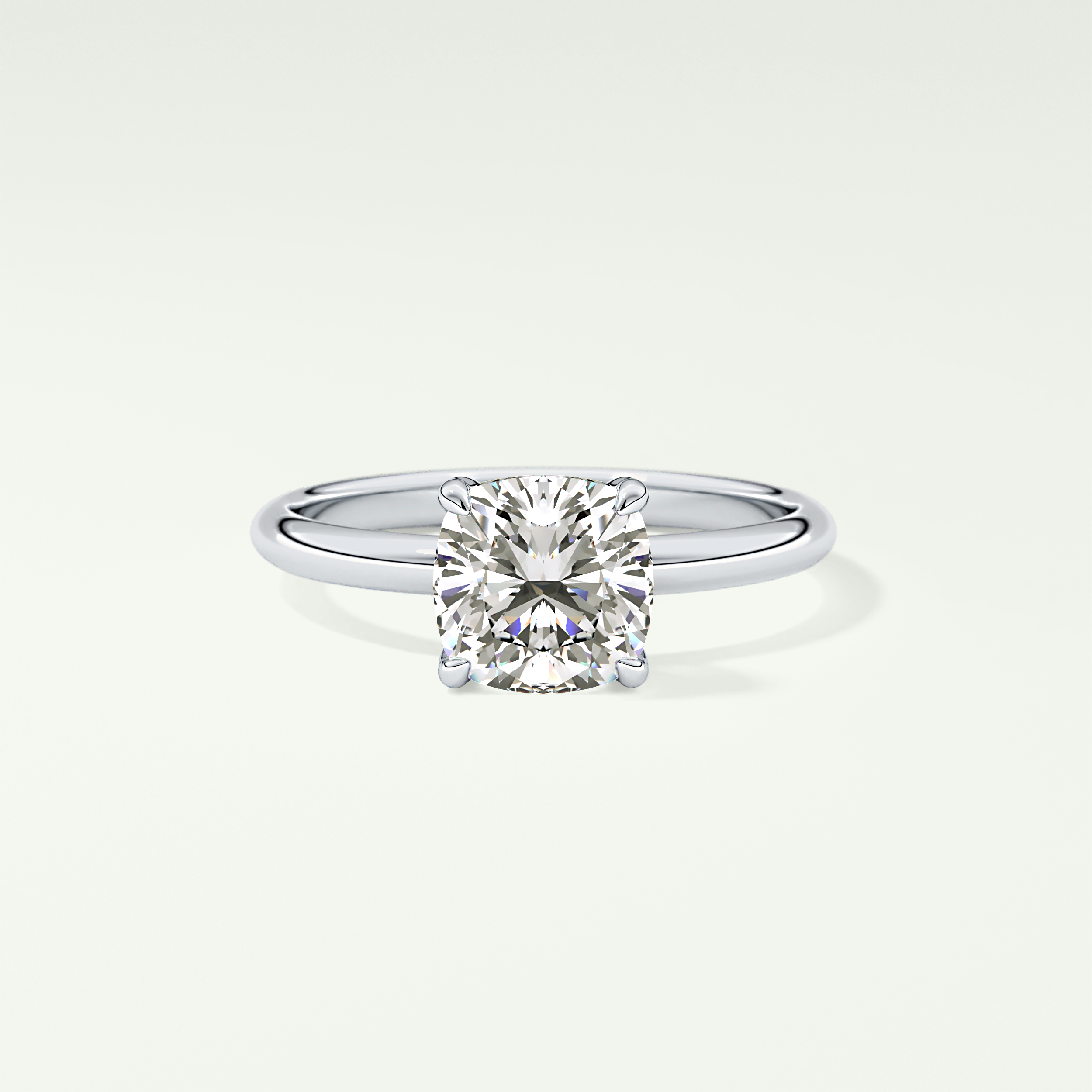 2.0 CT Cushion Cut Solitaire Lab Grown Diamond Engagement Ring
