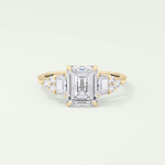 2.0 CT  Emerald Cut Cluster Style Lab Grown Diamond Engagement Ring
