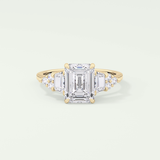 2.0 CT  Emerald Cut Cluster Style Lab Grown Diamond Engagement Ring