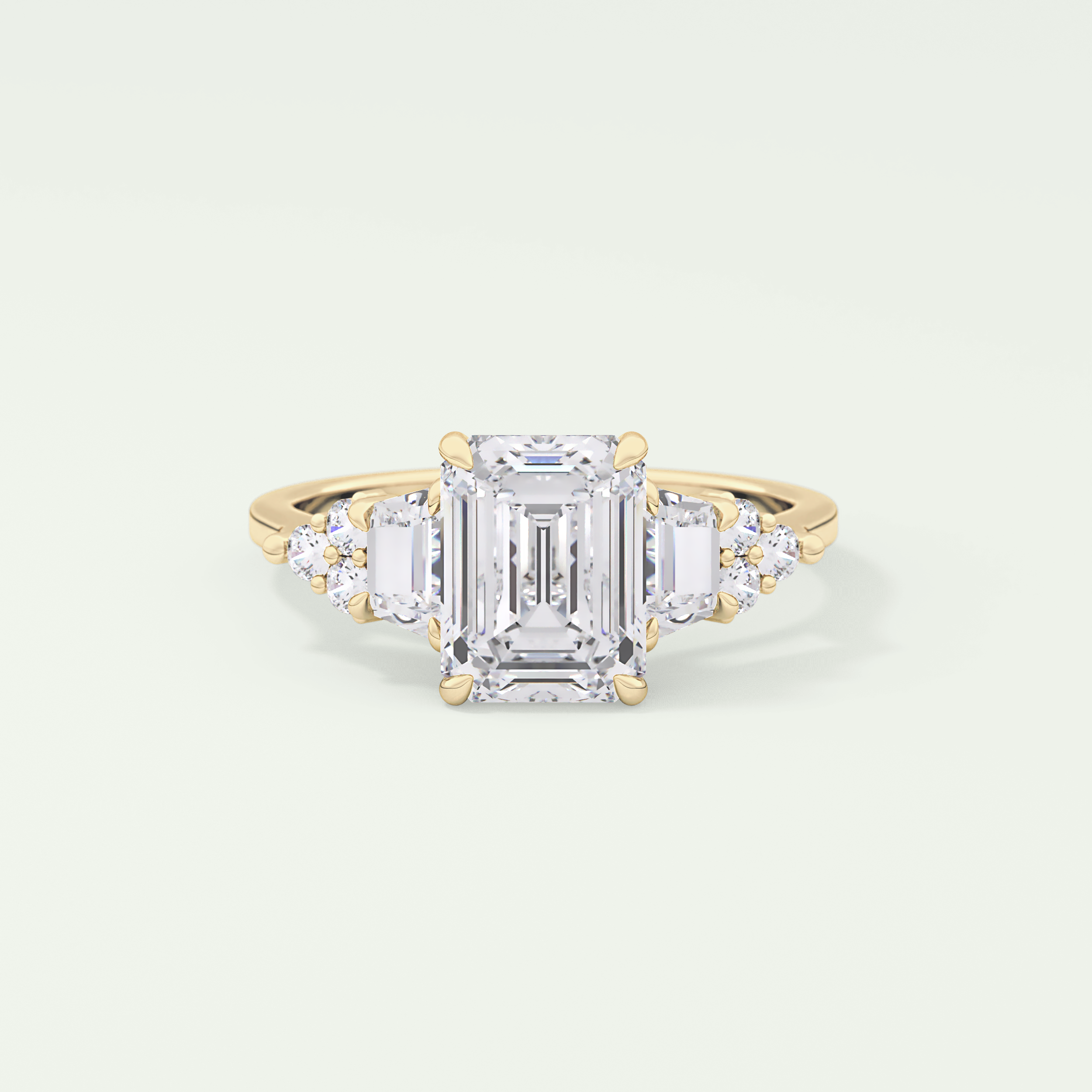 2.0 CT  Emerald Cut Cluster Style Lab Grown Diamond Engagement Ring