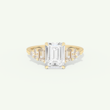 2.0 CT  Emerald Cut Cluster Style Moissanite Engagement Ring