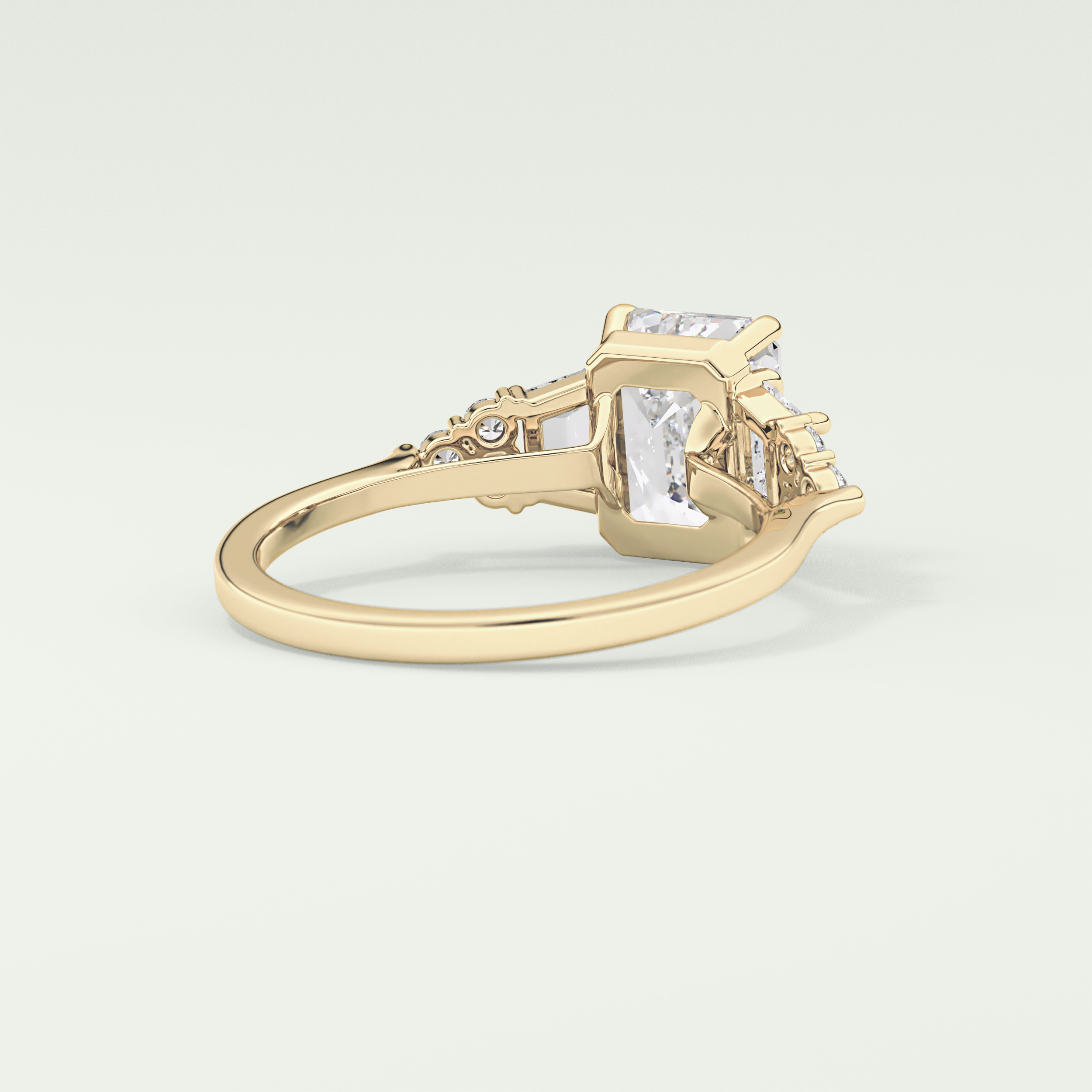 2.0 CT  Emerald Cut Cluster Style Lab Grown Diamond Engagement Ring