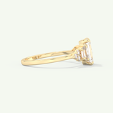 2.0 CT  Emerald Cut Cluster Style Moissanite Engagement Ring