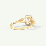 2.0 CT  Emerald Cut Cluster Style Moissanite Engagement Ring