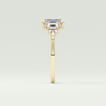 2.0 CT  Emerald Cut Cluster Style Lab Grown Diamond Engagement Ring