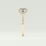 2.0 CT  Emerald Cut Cluster Style Lab Grown Diamond Engagement Ring