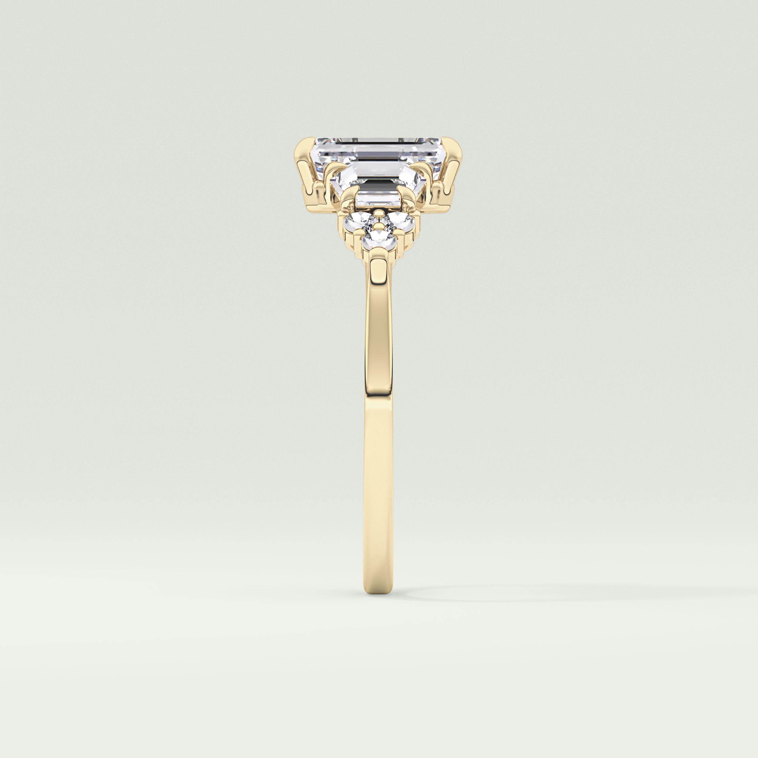 2.0 CT  Emerald Cut Cluster Style Lab Grown Diamond Engagement Ring