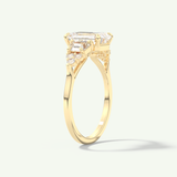 2.0 CT  Emerald Cut Cluster Style Moissanite Engagement Ring