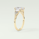 2.0 CT  Emerald Cut Cluster Style Lab Grown Diamond Engagement Ring