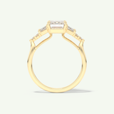 2.0 CT  Emerald Cut Cluster Style Moissanite Engagement Ring