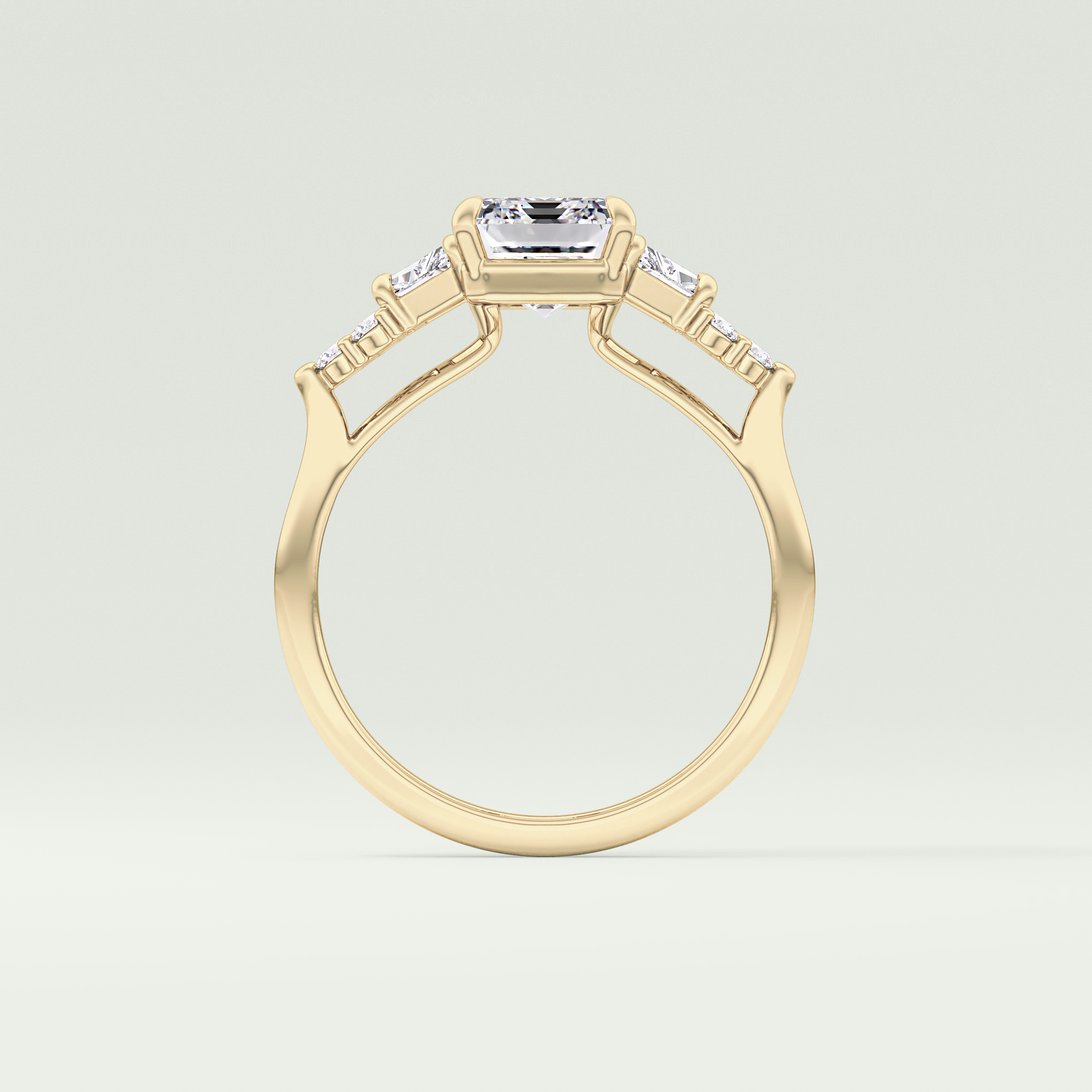 2.0 CT  Emerald Cut Cluster Style Lab Grown Diamond Engagement Ring