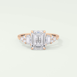 2.0 CT  Emerald Cut Cluster Style Lab Grown Diamond Engagement Ring