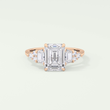 2.0 CT  Emerald Cut Cluster Style Lab Grown Diamond Engagement Ring