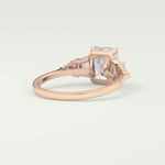 2.0 CT  Emerald Cut Cluster Style Lab Grown Diamond Engagement Ring