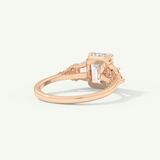 2.0 CT  Emerald Cut Cluster Style Moissanite Engagement Ring