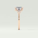 2.0 CT  Emerald Cut Cluster Style Lab Grown Diamond Engagement Ring