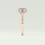 2.0 CT  Emerald Cut Cluster Style Lab Grown Diamond Engagement Ring