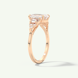 2.0 CT  Emerald Cut Cluster Style Moissanite Engagement Ring