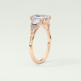 2.0 CT  Emerald Cut Cluster Style Lab Grown Diamond Engagement Ring