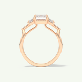 2.0 CT  Emerald Cut Cluster Style Moissanite Engagement Ring