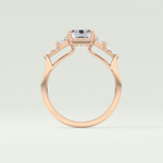 2.0 CT  Emerald Cut Cluster Style Lab Grown Diamond Engagement Ring