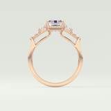 2.0 CT  Emerald Cut Cluster Style Lab Grown Diamond Engagement Ring